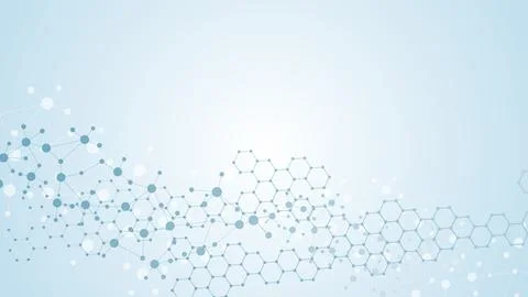 Structure molecule and communication. Dna, atom, neurons. Scientific concept for Stock Illustration