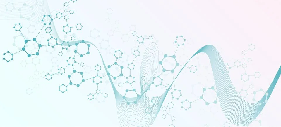 Structure molecule and communication. Dna, atom, neurons. Scientific concept for Stock Illustration