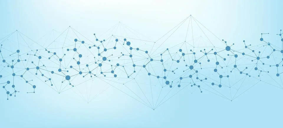 Structure molecule and communication. Dna, atom, neurons. Scientific concept for Stock Illustration