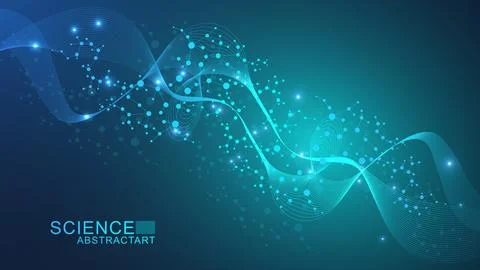 Structure molecule and communication. Dna, atom, neurons. Scientific concept for Stock Illustration