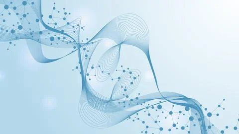 Structure molecule and communication. Dna, atom, neurons. Scientific concept for Illustrazione stock