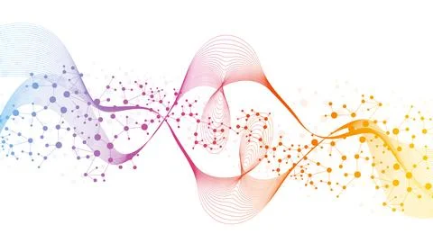 Structure molecule and communication. Dna, atom, neurons. Scientific concept for Stock Illustration