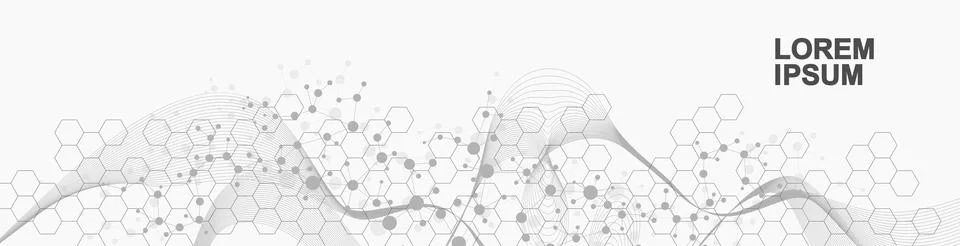 Structure molecule and communication. Dna, atom, neurons. Scientific concept for Stock Illustration