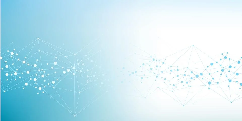 Structure molecule and communication. Dna, atom, neurons. Scientific concept for Stock-Illustration