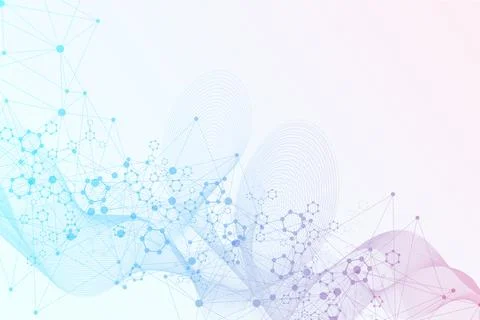 Structure molecule and communication. Dna, atom, neurons. Scientific concept for Stock Illustration
