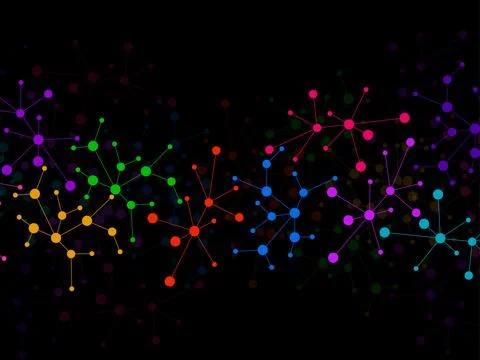 Structure molecule and communication, scientific background. Technology com.. Illustrazione stock