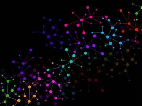 Structure molecule and communication, scientific background. Technology com.. Illustrazione stock