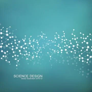 Structure molecule of DNA and neurons. Structural atom. Chemical compounds Stock Illustration