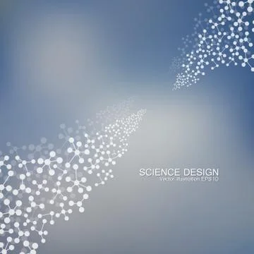 Structure molecule of DNA and neurons. Structural atom. Chemical compounds Stock Illustration