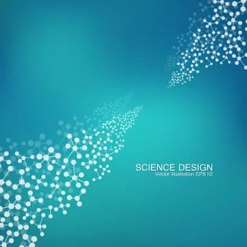 Structure molecule of DNA and neurons. Structural atom. Chemical compounds Stock Illustration