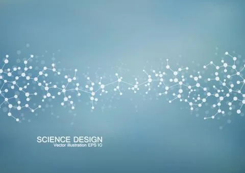 Structure molecule of DNA and neurons. Structural atom. Chemical compounds Stock Illustration
