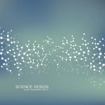 Structure molecule of DNA and neurons. Structural atom. Chemical compounds Stock Illustration