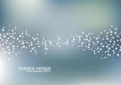 Structure molecule of DNA and neurons. Structural atom. Chemical compounds Stock Illustration