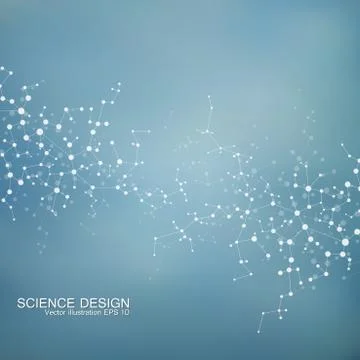 Structure molecule of DNA and neurons. Structural atom. Chemical compounds Stock Illustration
