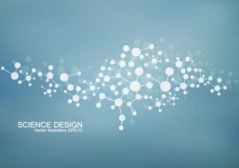 Structure molecule of DNA and neurons. Structural atom. Chemical compounds Stock Illustration