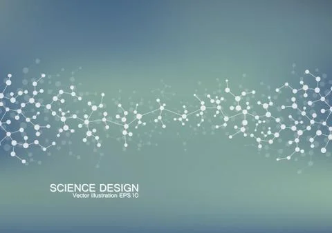 Structure molecule of DNA and neurons. Structural atom. Chemical compounds Illustrazione stock