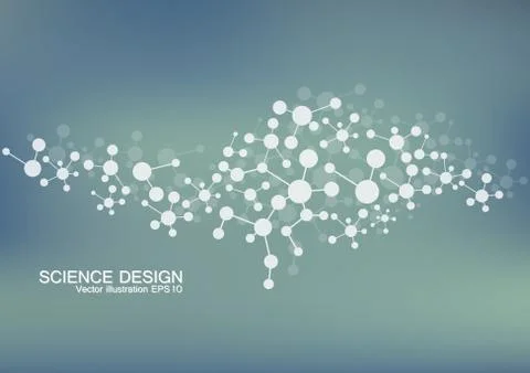 Structure molecule of DNA and neurons. Structural atom. Chemical compounds Stock Illustration