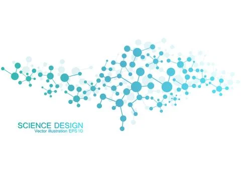 Structure molecule of DNA and neurons. Structural atom. Chemical compounds Stock Illustration