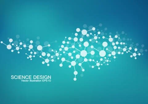 Structure molecule of DNA and neurons. Structural atom. Chemical compounds Stock Illustration