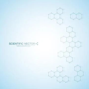 Structure molecule of DNA and neurons. Structural atom. Chemical compounds 스톡 일러스트