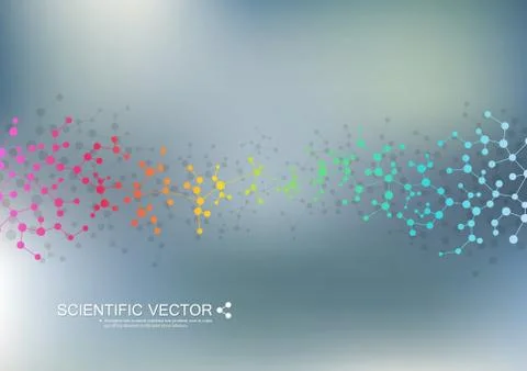 Structure molecule of DNA and neurons. Structural atom. Chemical compounds Illustrazione stock