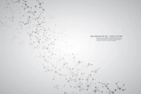 Structure molecule dna and neurons, connected lines with dots, genetic and Illustrazione stock
