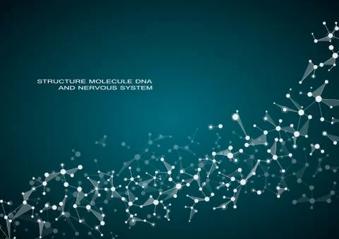 Structure molecule dna and neurons, connected lines with dots, genetic and Stock Illustration