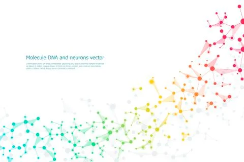 Structure molecule dna and neurons, connected lines with dots, genetic and Stockillustratie