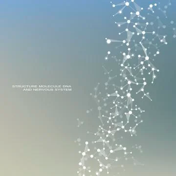 Structure molecule dna and neurons, connected lines with dots, genetic and Stock Illustration