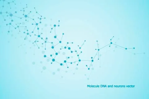 Structure molecule dna and neurons, connected lines with dots, genetic and 스톡 일러스트