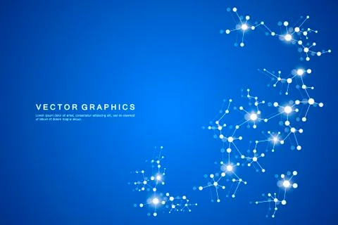 Structure molecule dna and neurons, connected lines with dots, genetic and Illustrazione stock