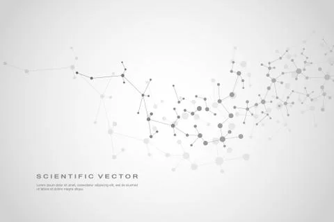 Structure molecule dna and neurons, connected lines with dots, genetic and Stock Illustration
