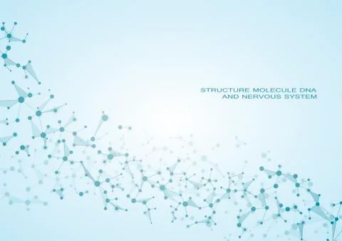Structure molecule dna and neurons, connected lines with dots, genetic and Illustrazione stock
