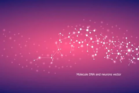 Structure molecule dna and neurons, connected lines with dots, genetic and Stock Illustration