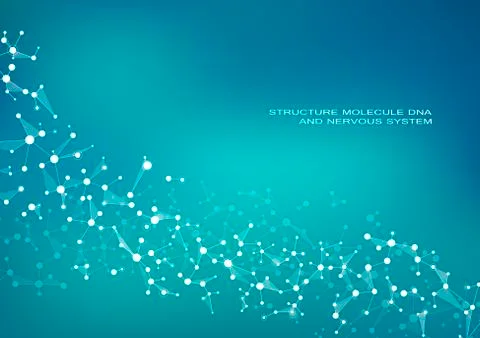 Structure molecule dna and neurons, connected lines with dots, genetic and Illustrazione stock