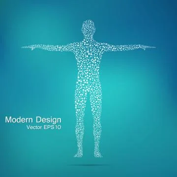 Structure molecule of man. Abstract model human body DNA . Medicine, science and Stock Illustration