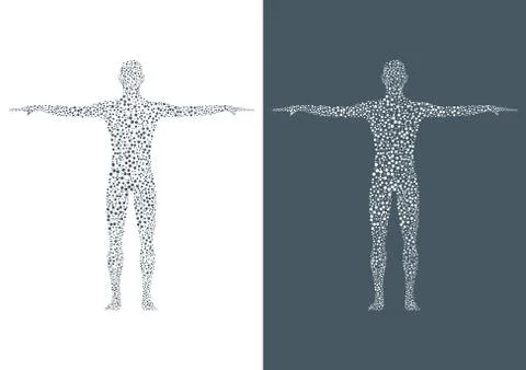 Structure molecule of man. Abstract model human body DNA . Medicine, science and Stock Illustration