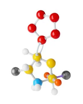 Structure of molecule on white background. Chemical model Stock Photos