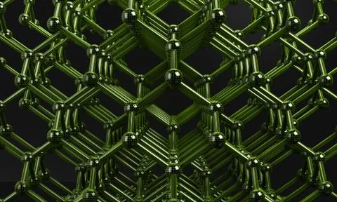 Structure molecule wireframe green 3d rendering Stock Illustration