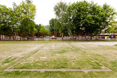 Structure outline at bernauer strasse berlin wall memorial Stock Photos