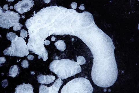 Structure, pattern and crystals of newly formed ice 스톡 사진