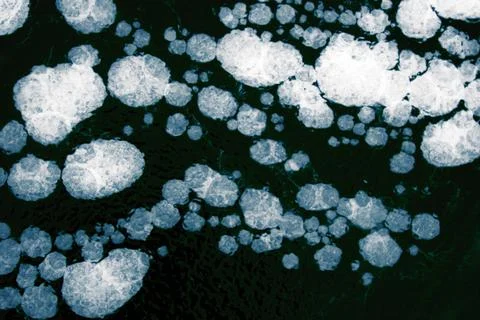 Structure, pattern and crystals of newly formed ice 스톡 사진