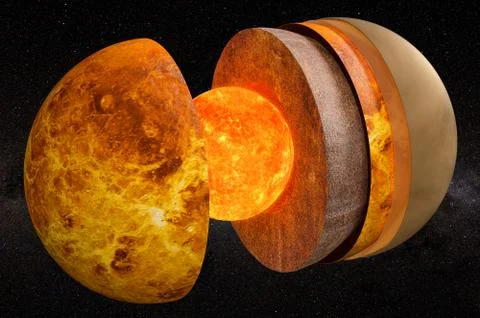 Structure of planet Venus in space, 3D rendering Stock Illustration