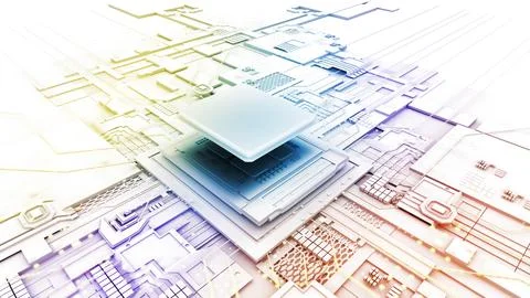 The structure of the processing unit for calculating complex data and runni.. Stock Photos