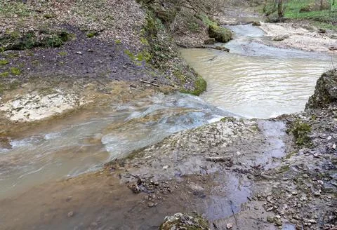 The structure of the rock surface in the section, quarrying in the natural en Stock Photos