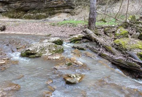 The structure of the rock surface in the section, quarrying in the natural en Stock Photos