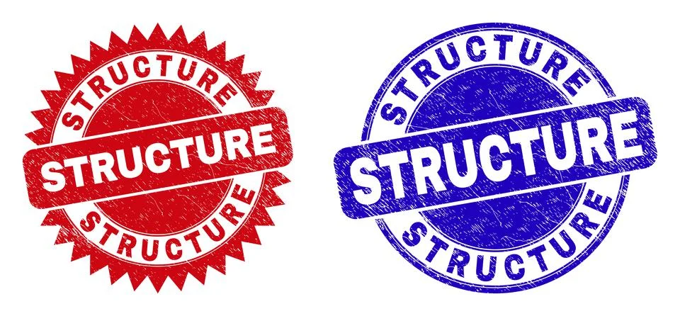 STRUCTURE Round and Rosette Seals with Distress Style Stock-Illustration
