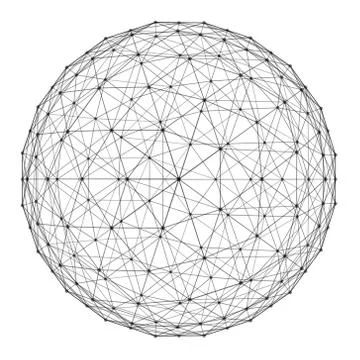 Structure of sphere with network connection lines and dots isolated on white  Stock Illustration