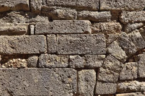 Structure, stone wall background of the ancient city of Phaselis Stock Photos