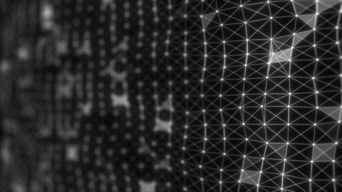 Structure technology wavy animated background. Abstract digital data nodes and Stock Footage 115023675